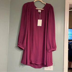 NWT Andree by Unit dark purple long sleeve dress size Large